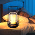 Dimmable Black Touch Table Lamp with Dynamic Flame Effect - Portable, Rechargeable Bedside Lamp, Tap for Flickering