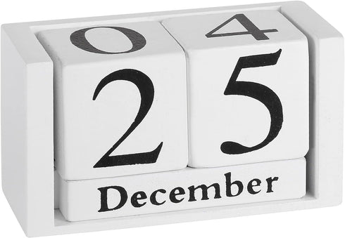 Wyleaves Vintage Wooden Calendar, Wooden Date Block Perpetual Calendar for Desk, Time Concept