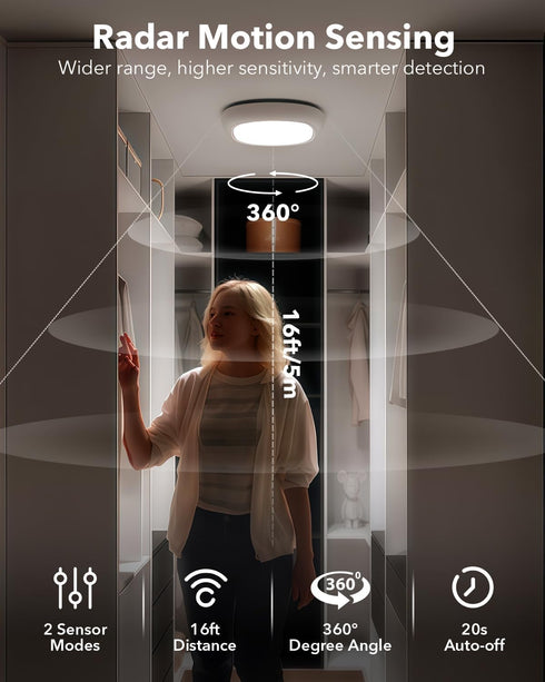 12000mAh Closet Rechargeable Shower Light for Inside Shower, Motion Sensor Wireless Ceiling Light with Remote No