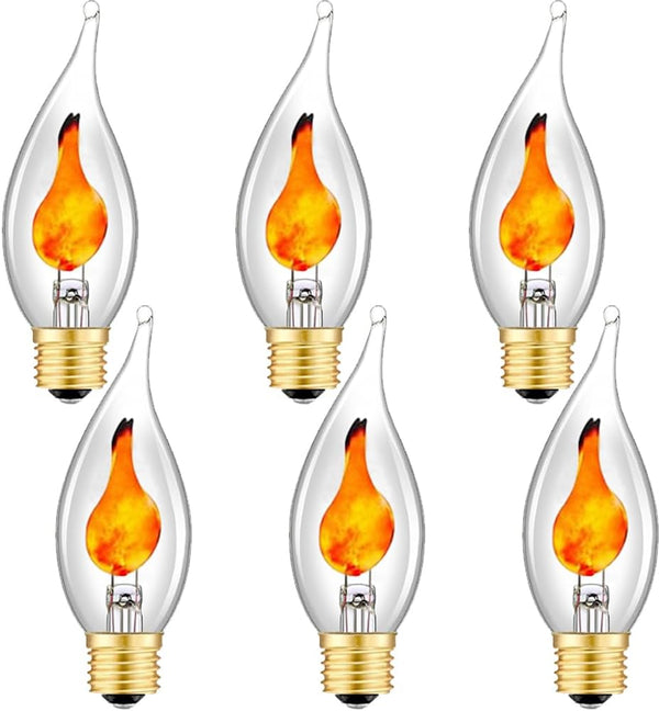 Wuluretoos Flickering Flame Light Bulb, E26 Base Decorative Bulb for Halloween & Christmas,