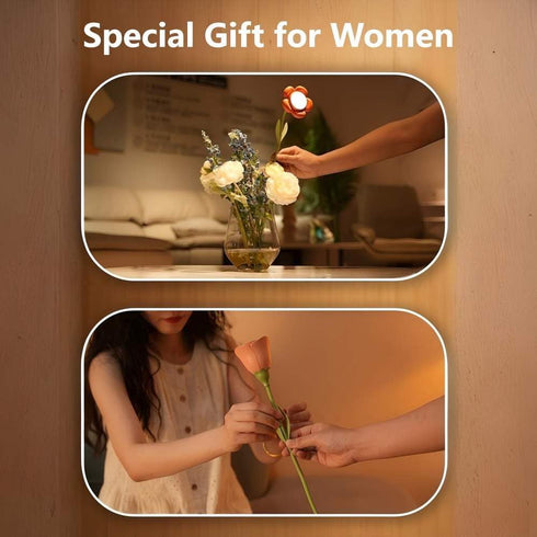 YumeGlint Dimming Rechargeable Flower Desk Lamp Infinite Trichromatic Temperature Adjustable Brightness Memory LED