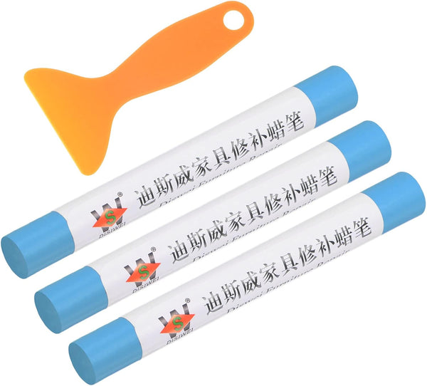Wax Filler Stick, 3pcs Wooden Repair Wax Fill Sticks with Spatula for Touch Up Kit on Furniture and Floor