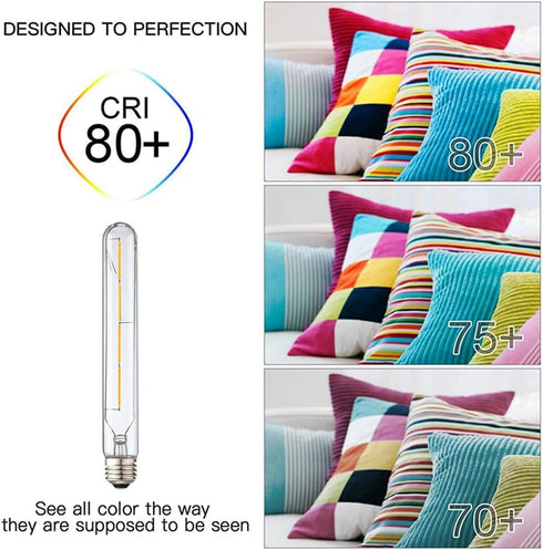 Leools T10 LED Long Bulbs, 4-Pack, 4W Dimmable Tubular Bulb, 40 Watt Equivalent, 2700K Warm White, E26 Edison Style