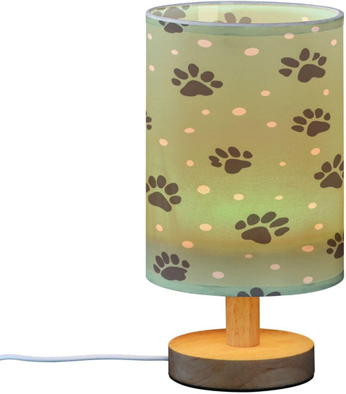 ALAZA Black Footprint Polka Dot Green Bedside Table Lamp with USB Port for Bedroom Nightstand Lamps Night Light Linen