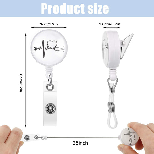 Zonon 12 Pcs Nurse Badge Reels, Retractable ID Holder with Alligator Clip for Doctor Teacher Gifts