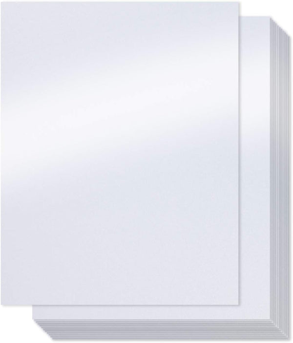 White Shimmer Paper, 100-Pack Metallic Paper, 120 GSM, Perfect for Flower Making, 8.5 x 11 Inches, Printer Friendly
