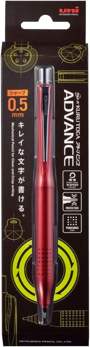 Uni Kurutoga Advance Upgrade Model, 0.5mm Mechanical Pencil, Red Body