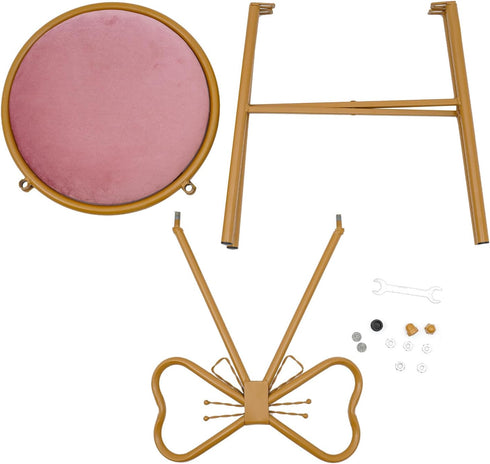 Pyroarle Pink Butterfly Backrest Vanity Chair, Modern Stool, Butterfly-Shaped Vanity Dining Makeup Chair, Light Pink