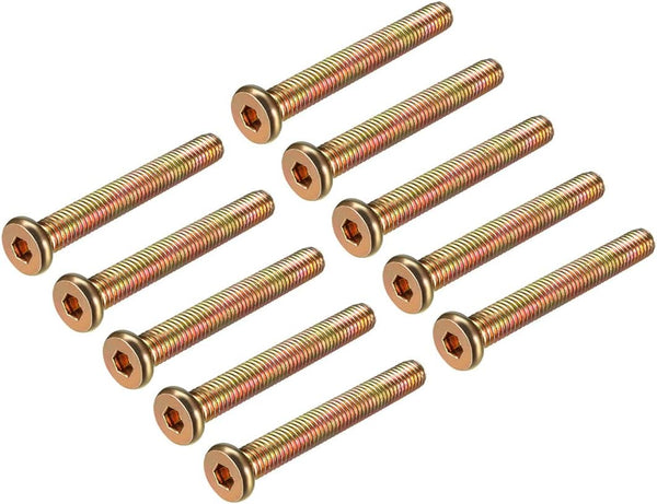 uxcell M8x60mm Furniture Screw, Hex Socket Machine Screws, Zinc Plated Fasteners Bolts Full Thread Carbon Steel (10Pcs)