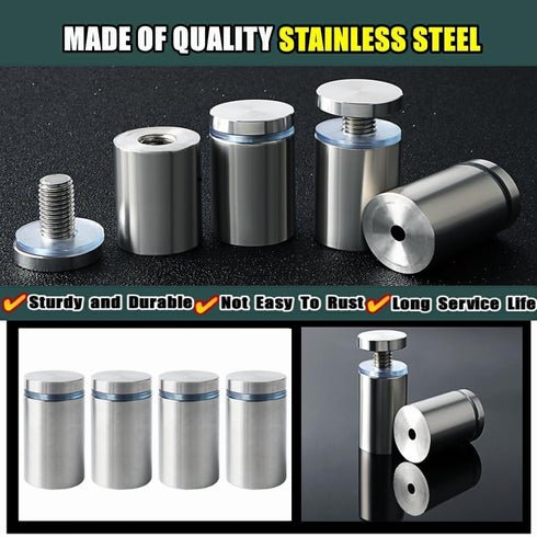 Alise 1" x 1.38'' Wall Mount Glass Standoff Screws - Pack of 4, Stainless Steel Sign Mounting Bracket Hardware, Brushed