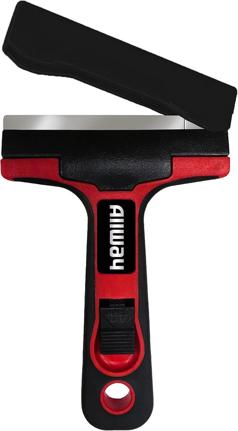 ALLWAY GTS-G Soft-Grip Glass & Tile Scraper, 4" with Snap-On Blade Guard