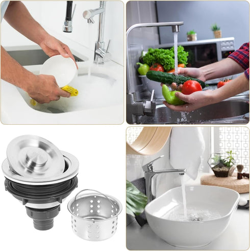 Healeved Universal Bathtub Drain Stopper Shower Drain Hair Catcher with Stainless Steel Plug and Hair Catcher Easy