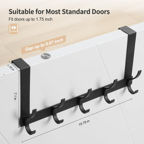 Over The Door Hooks, 2 Pack Door Hanger Hooks, Over The Door Towel Racks with 10 Coat Hooks for Hanging Clothes