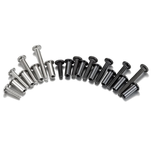 100 Sets M6 Bolts and Barrel Nuts Kit, Mixed Silver and Black Steel Hex Metric Screws for Cabinet Stability