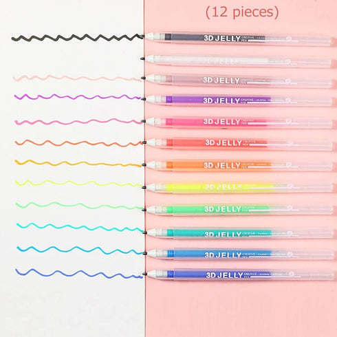 Generic 3D Sets, 2026 3D 3D (6 Jelly Gel Pens New Jelly Glaze Glossy Pens, Colored Gel Pen Suitable for Writing on