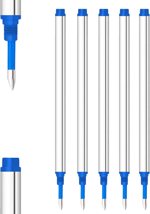 DunBong 5 Pack Spiral Refill, Replaceable Gel Ink Rollerball Refills, 0.5mm Medium Point, Blue