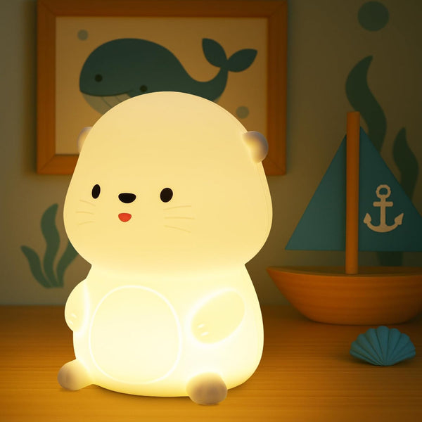 Attivolife Otter Night Light for Kids, Cute Sea Otter Silicone Lamp, Protable