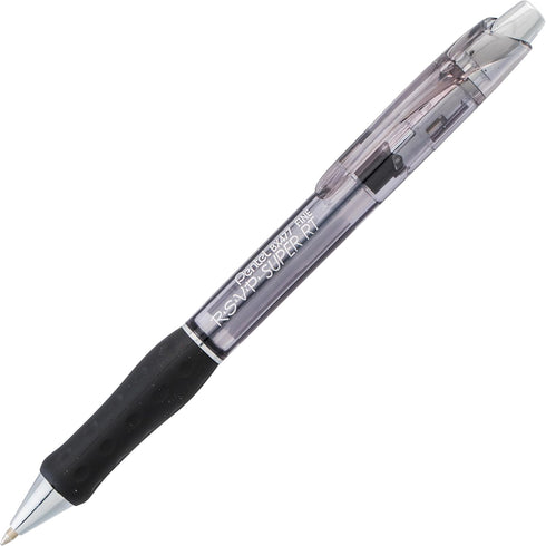 Pentel RSVP Super RT Ballpoint Pen, Fine Line 0.7mm Black Ink, Box of 12 (BX477-A)