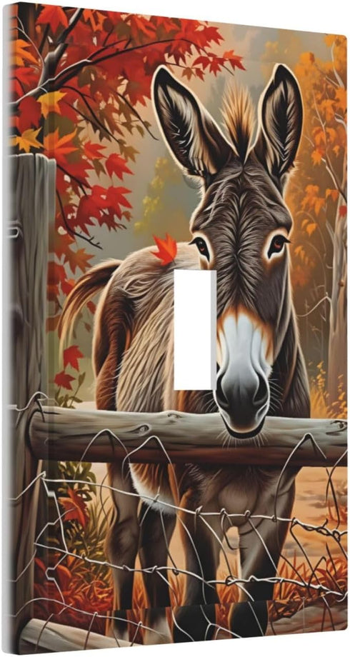 HTSAHKV 3 5 Inch Autumn Farm Donkey Wall Plate Light Switch Cover Single Gang Outlet Faceplate Print Plate Cover X