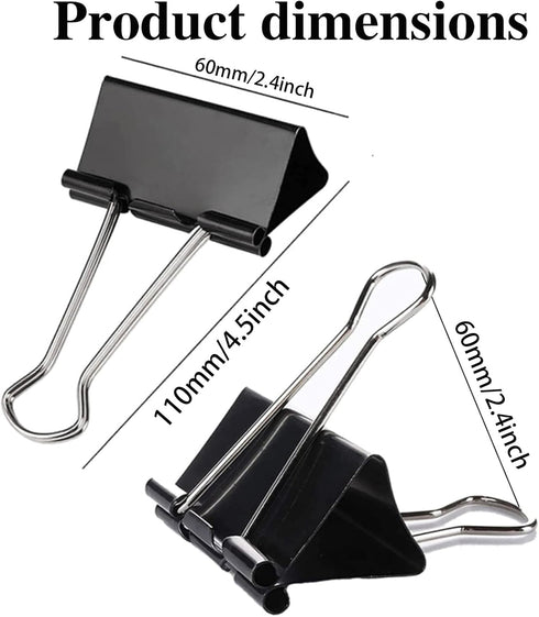 Extra Large Binder Clips - 2.4 Inch (60 Pack) Big Paper Clips for Office and Home Supplies, Black
