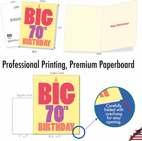 NobleWorks 70th Birthday Greeting Card, Jumbo (8.5 x 11 Inch), Fun Card for Milestone 70 Years Old Birthdays
