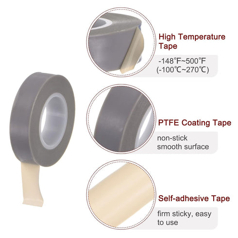 PTFE Film Tape Roll, 0.6" x 33 ft, High Temperature Tape with Single Side Adhesive for Vacuum Sealer Machine