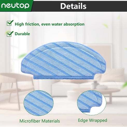 neutop Replacement Washable Mopping Pads for Ecovacs Deebot T8, T8+, N8, N8 Pro, 8-Pack Robot Vacuums