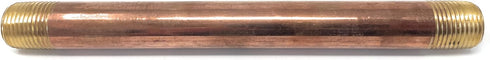 Metal Magery Brass Long Nipple, 1/2" X 1/2", 8" Length, Male NPT Pipe Fitting