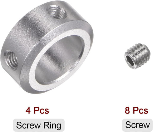 HARFINGTON 4pcs Shaft Collar - 15mm Bore Aluminum Alloy Set Screw Shaft Collars for Wheel Barrow Axle & CNC Machine