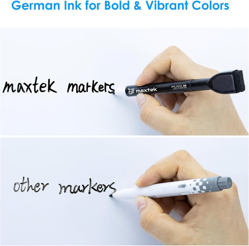 6 Count maxtek Magnetic Black Dry Erase Markers, Fine Tip Whiteboard Markers with Eraser, Thin Markers Low Odor