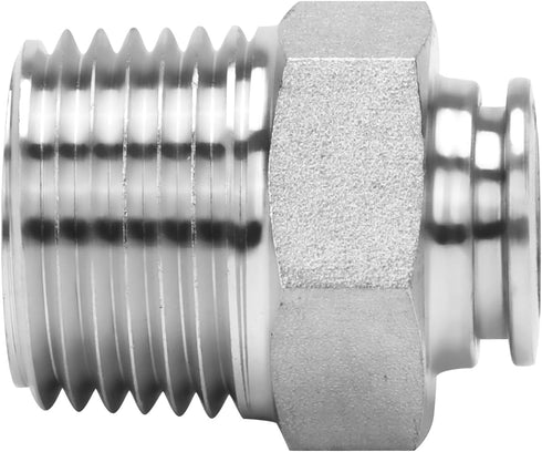 Push to Connect Fitting - 304 Stainless Steel Male Straight 3/8" Tube OD x 1/2" NPT (Pack of 5)