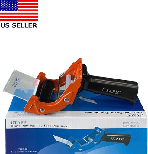 Packing Tape Dispenser, Orange Fast Reloader Handheld for Moving Tape Refills & Boxes