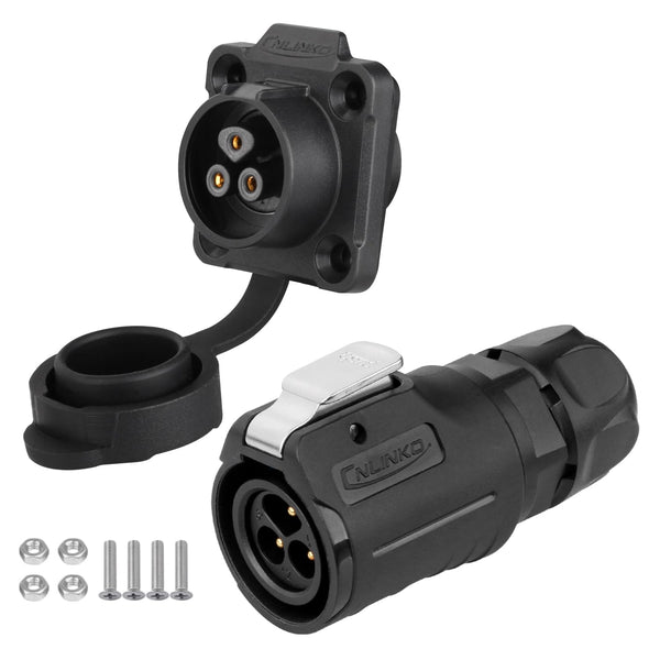 CNLINKO LP-16 IP68 Industrial Waterproof Connector Quick Plug Circular Connector M16 2-9 Pin Flange Socket (3 Pin)