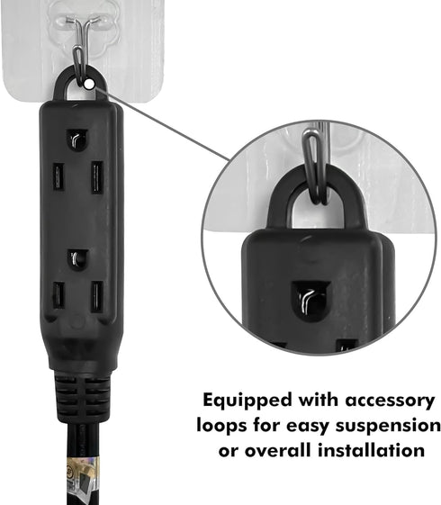 3FT Extension Cord with Multiple Outlets Flat Plug, 16 Gauge Heavy Duty Cable for Kitchen Home Appliance