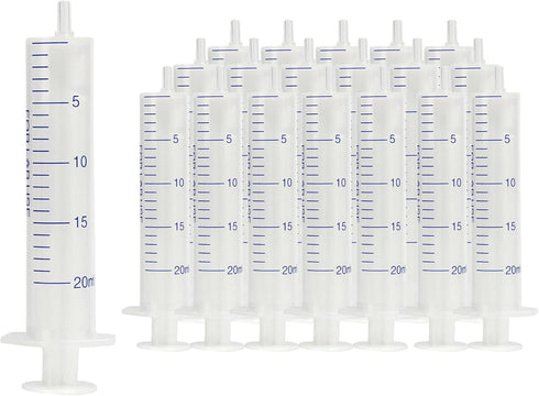 20 PCS 20 ml Plastic Syringe with Measurement, Slip Tip for Scientific Lab Injection and Refilling