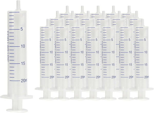 20 PCS 20 ml Plastic Syringe with Measurement, Slip Tip for Scientific Lab Injection and Refilling