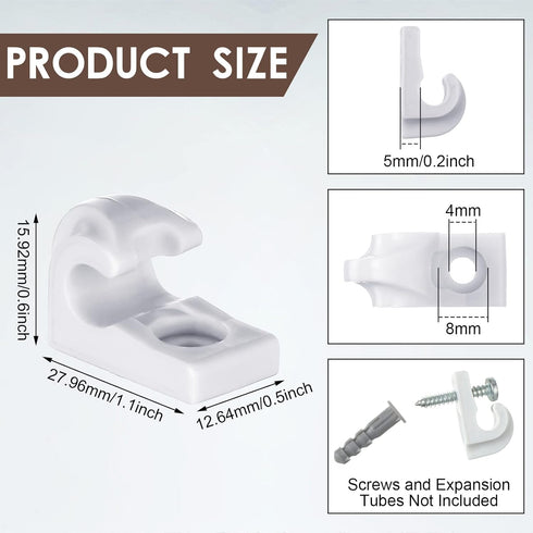 Wire Shelf Loop Clip Down Wall Clip Plastic Closet Shelves Clips Heavy Duty Shelf Bracket for Wire Shelving, Screws and Expansion Tube Not Included (White, 20 Pieces)