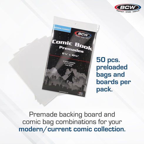 BCW Current Premade Comic Bags and Boards | Comic Book Sleeves and Backer Boards for Current/Modern Comic Books |