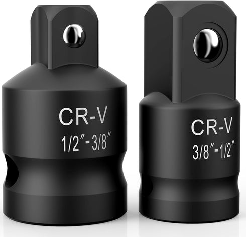 2PCS Impact Socket Adapter and Reducer Set, 1/2" to 3/8" & 3/8" to 1/2" Impact Adapter Set for Mechanic Tools