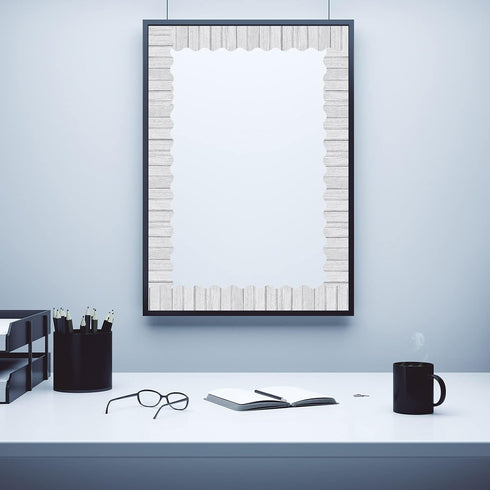 Self Adhesive Wood Bulletin Board Borders, Rustic Classroom Trim for School, Home Decoration, 49.2 Feet (White)