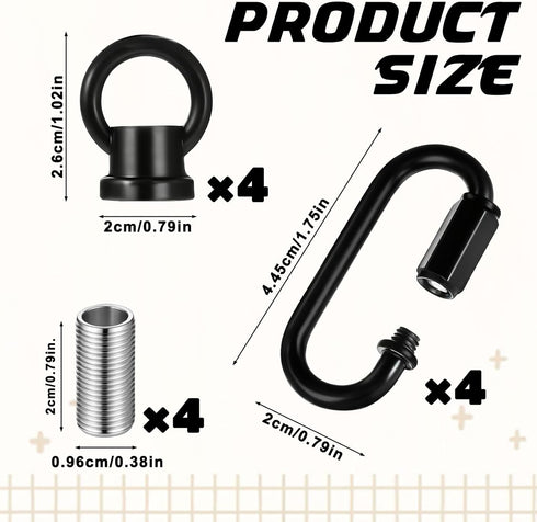 Zelphvt 4 Set 1/8 Inch IP Lighting Loops with Link Buckle Connectors Zinc Alloy Hook Rings for Light Fixture Chandelier
