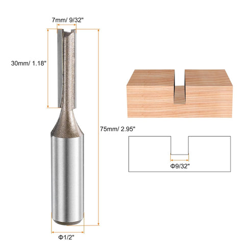 2pcs 1/2 Inch 9/32" 2 1.18 Inch YG6 HARFINGTON Straight Router Bit Shank Cutting Dia, Flutes Cutting Length Carbide