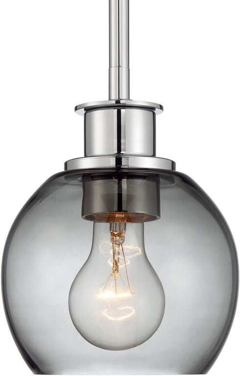 17052 1-Light Minka Lavery Chrome Mini Pendant with Smoked Glass