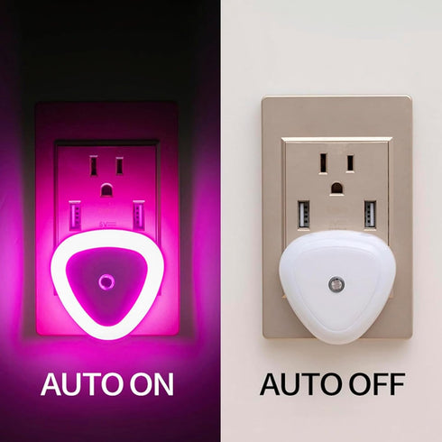 3 Pack Heart Shape Night Lights, Cute Nursery Nightlight with Light Sensors, Auto Dusk to Dawn Sensor, Soft Glow, Ideal