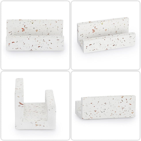 Hipiwe Terrazzo Business Card Holder for Desk, Concrete Display Stand for Women Men Office Organizer