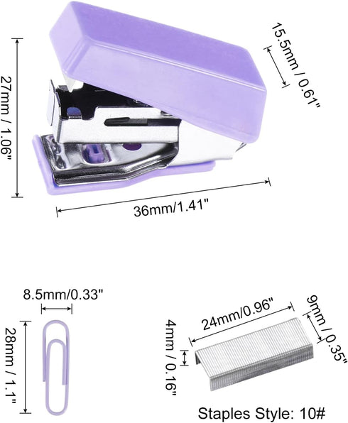 PATIKIL Stapler Set, Metal Portable Desktop Office Stationery Accessories No Jams Stapler with 400 Staples 20 Clips for Business Desk Home, Classroom Purple by PATIKIL