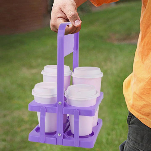 4 Bodaon Cup Drink Carrier with Handle, Plastic Cup Carriers for Drinks, Drink Holder Car, Take Out Delivery Drivers