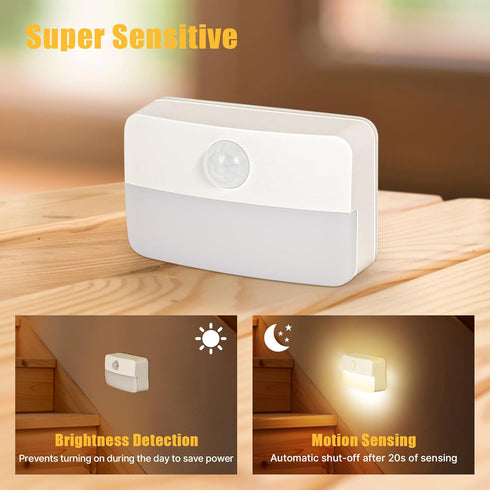 8 Pack Closet Guankai Motion Sensor Stair Light for Indoor, Battery Operated Lights, Wireless Stick on Anywhere Hallway