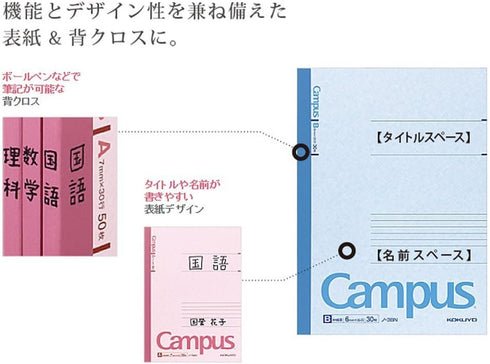 KOKUYO Campus Notebook - A 7mm Ruled, Semi-B5, 30 Sheets, 30 Lines, Pink, Pack of 10, Japan Import