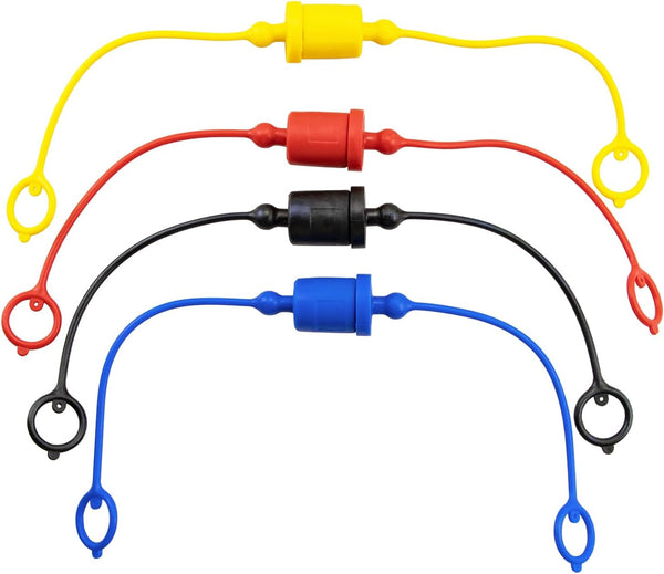 1/2 ISO-A & ISO5675 Hydraulic Quick Coupler Male Dust Cap and Female Plug Cover, Red Rubber with Retention Ring